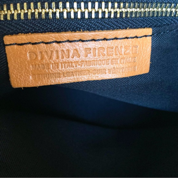 Divina Firenze Italian Leather Mini Shoulder Bag Black & Tan & Gold Italian Made - Picture 3 of 5